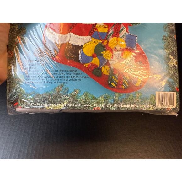 Bucilla 83114 Christmas Eve Felt Applique Stocking Kit 18 In Santa Tree Presents - Picture 3 of 7